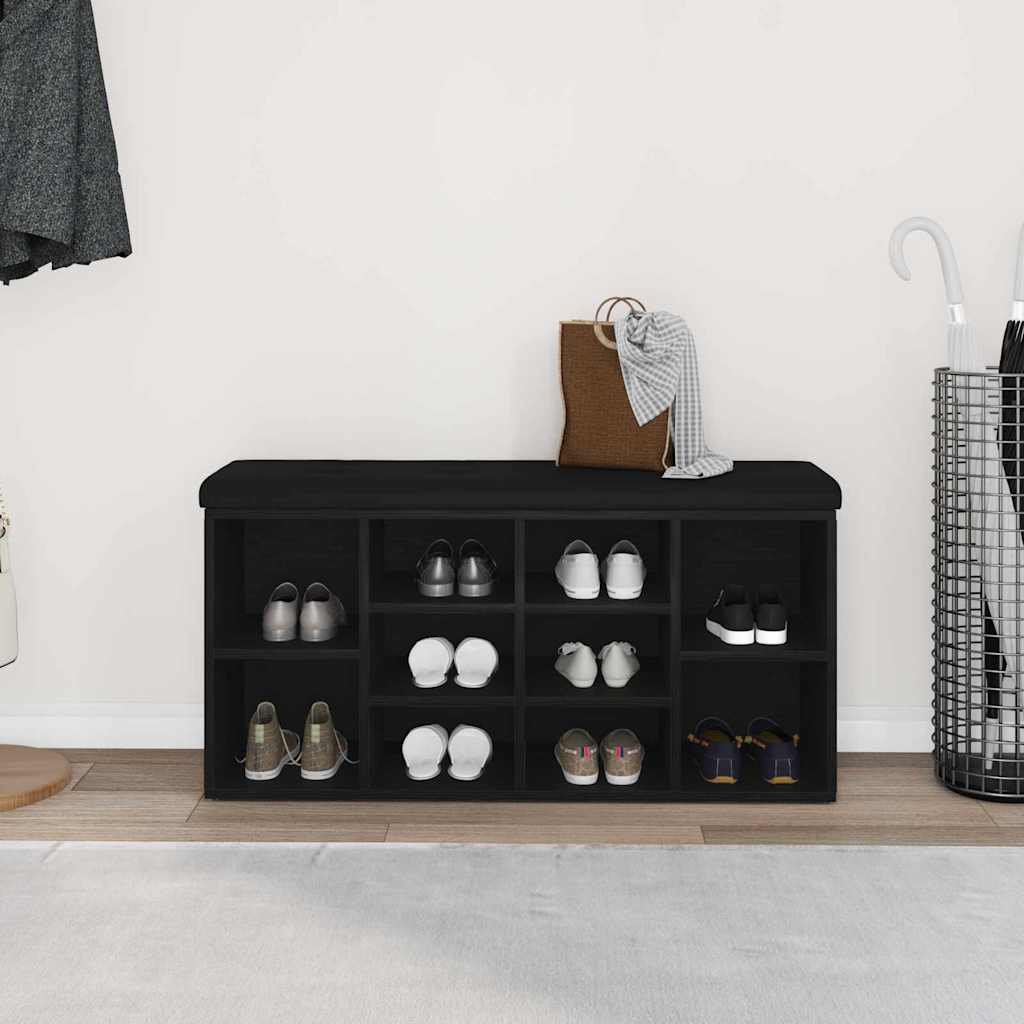 Shoe Bench Black Oak 102 x 32 x 50 cm Engineered Wood