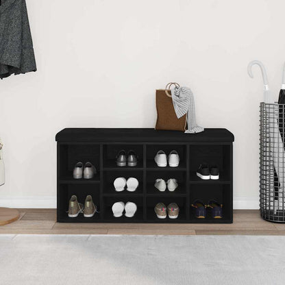 Shoe Bench Black Oak 102 x 32 x 50 cm Engineered Wood