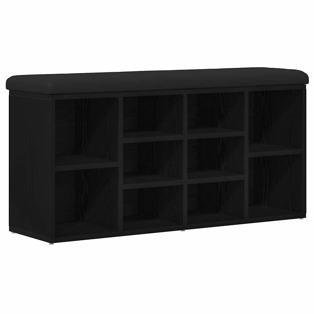 Shoe Bench Black Oak 102 x 32 x 50 cm Engineered Wood