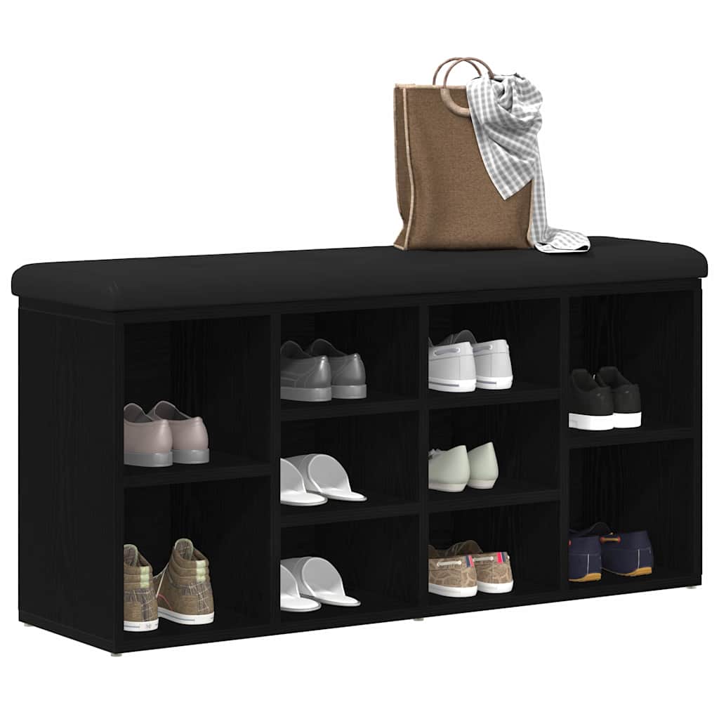 Shoe Bench Black Oak 102 x 32 x 50 cm Engineered Wood