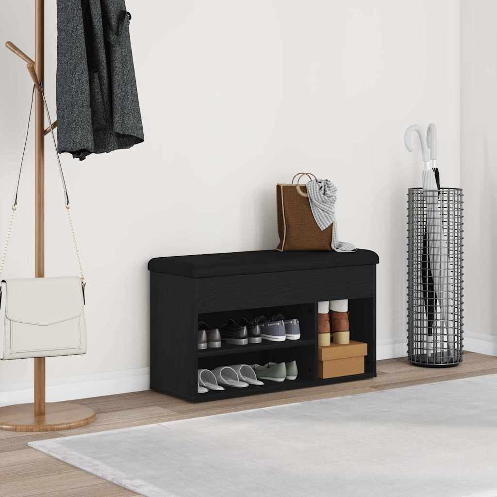Shoe Bench Black 80 x 30 x 45 cm Engineered Wood