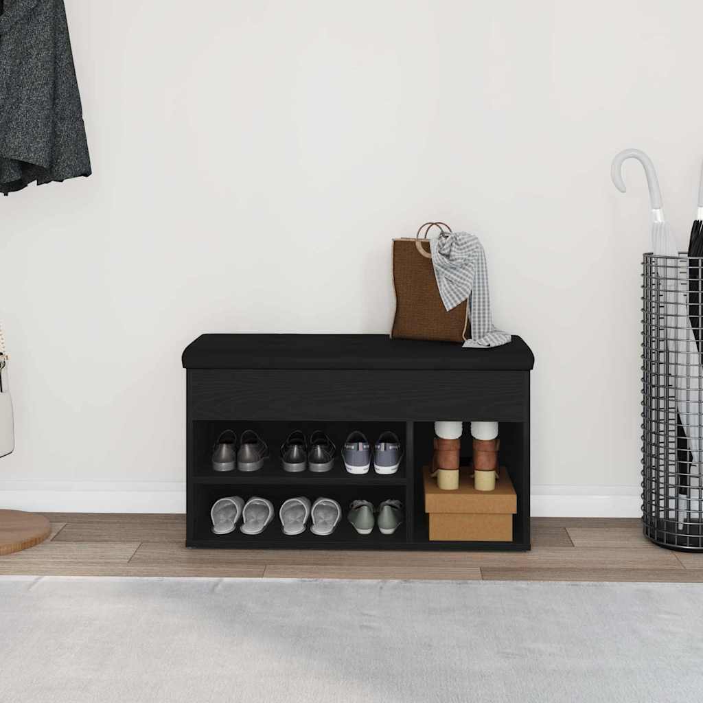 Shoe Bench Black 80 x 30 x 45 cm Engineered Wood
