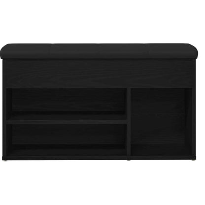 Shoe Bench with Shelf Black 80 x 30 x 45 cm Engineered wood