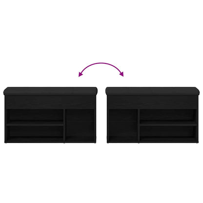 Shoe Bench with Shelf Black 80 x 30 x 45 cm Engineered wood