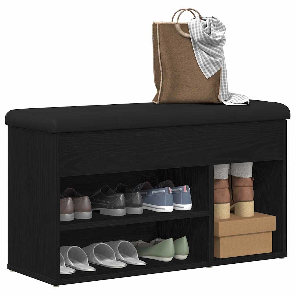 Shoe Bench Black 80 x 30 x 45 cm Engineered Wood