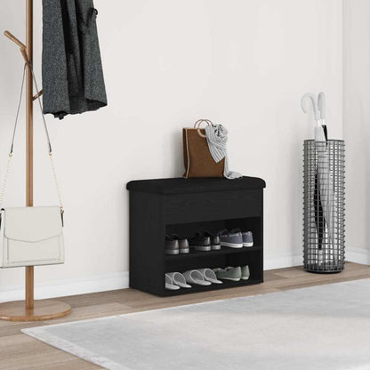 Storage Bench Black Oak 62 x 32 x 50 cm Engineered Wood