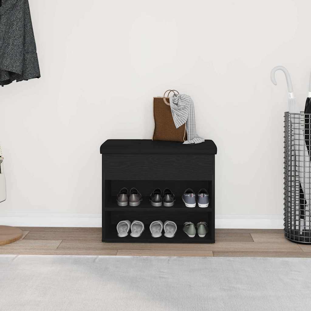 Storage Bench Black Oak 62 x 32 x 50 cm Engineered Wood