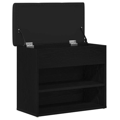 Storage Bench Black Oak 62 x 32 x 50 cm Engineered Wood