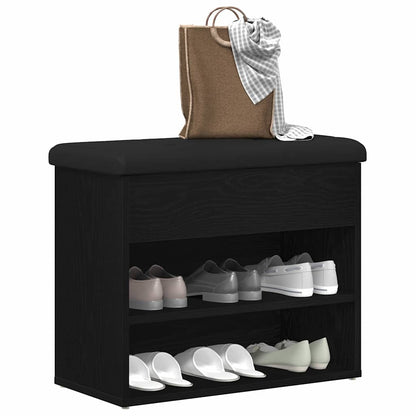 Storage Bench Black Oak 62 x 32 x 50 cm Engineered Wood