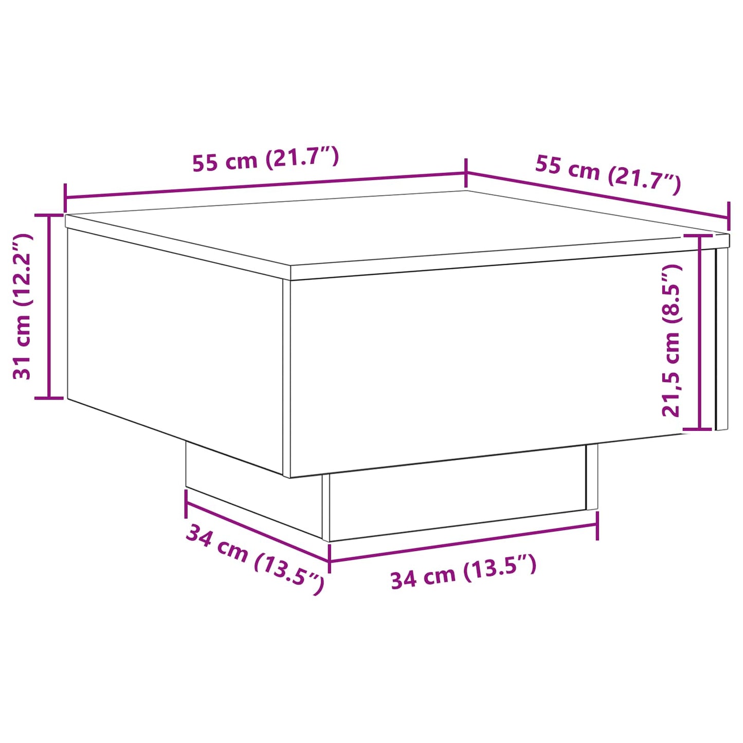 Coffee Table Black Oak 55 x 55 x31 cm Engineered Wood