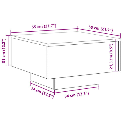 Coffee Table Black Oak 55 x 55 x31 cm Engineered Wood