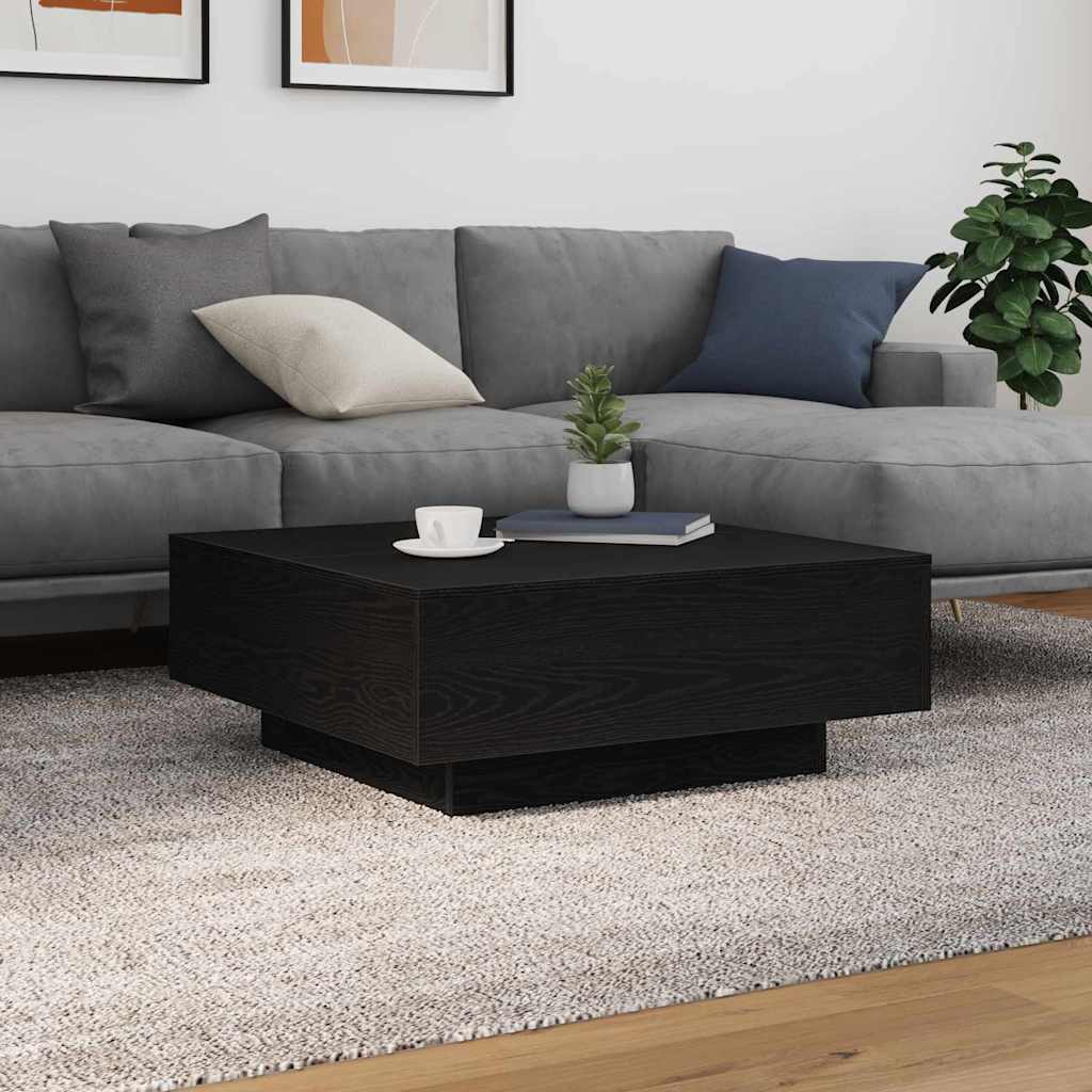 Coffee Table Black Oak 80 x 80 x 31 cm Engineered Wood