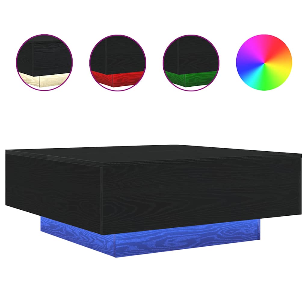 Coffee Table Black Oak 80 x 80 x 31 cm Engineered Wood