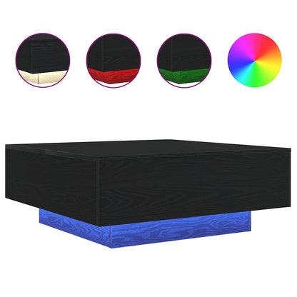 Coffee Table Black Oak 80 x 80 x 31 cm Engineered Wood