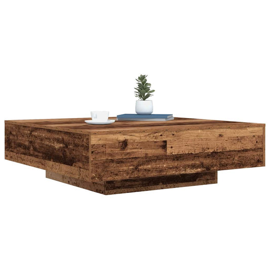 Coffee Table with LED Strip Lights Old Wood 100 x 100 x 31 cm
