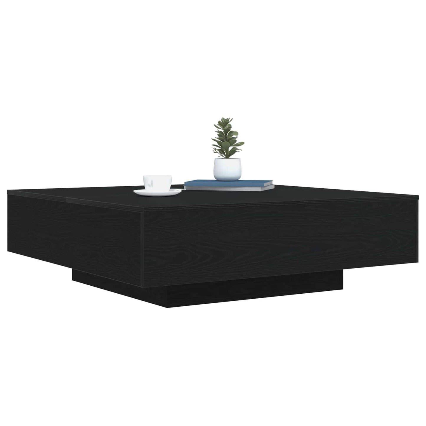 Coffee Table with LED Strip Lights Black Oak 100 x 100 x 31 cm