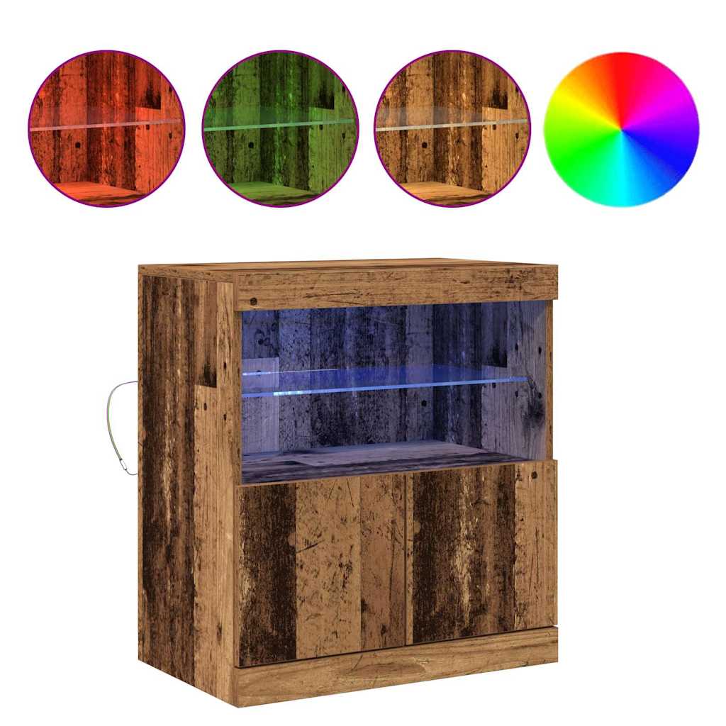 LED Sideboard Brown 60.5 x 37 x 67 cm Engineered Wood