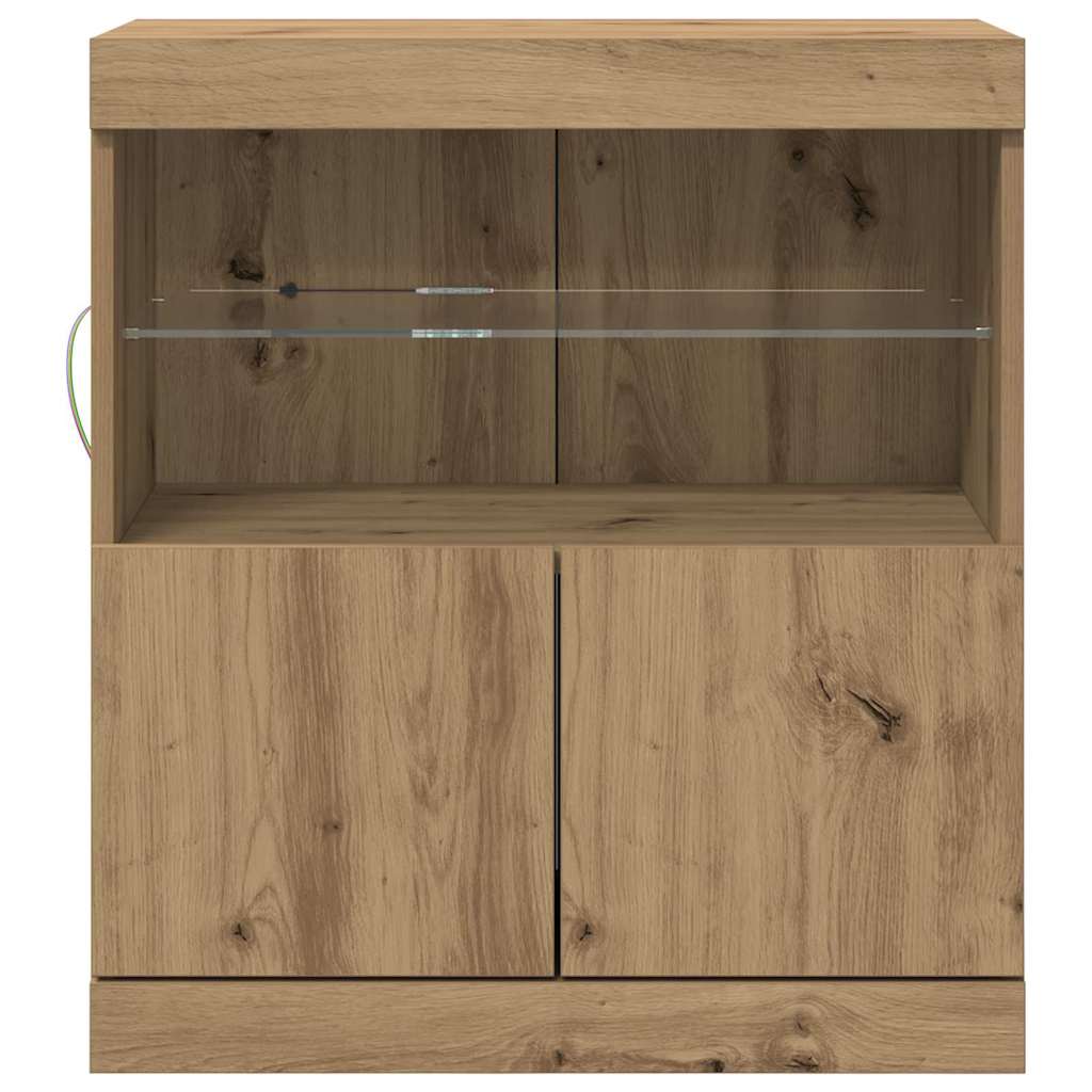 LED Sideboard Brown 60.5 x 37 x 67 cm Engineered Wood