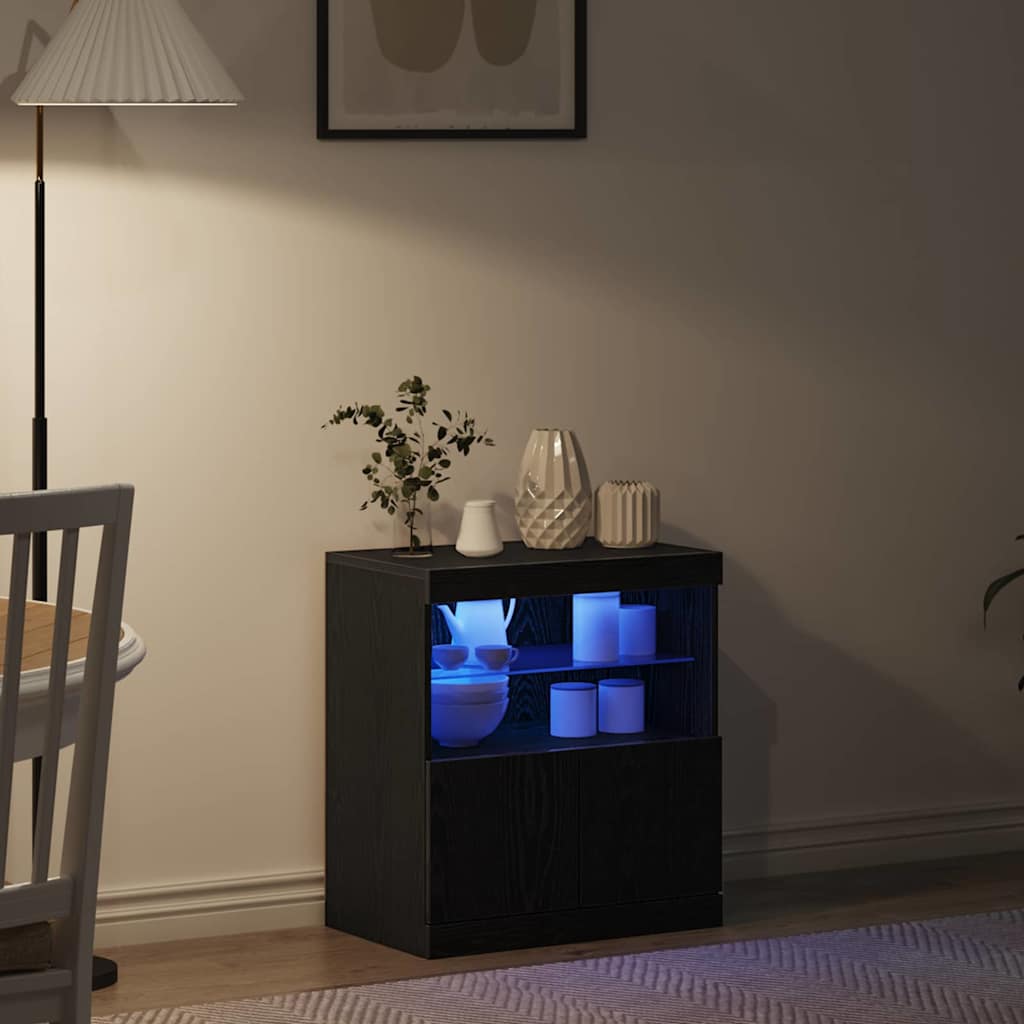 LED Sideboard Black 60.5 x 37 x 67 cm Engineered Wood