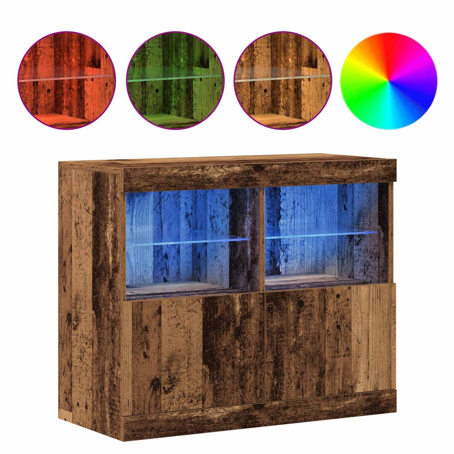 LED Sideboard Brown 81 x 37 x 66.5 cm Engineered Wood