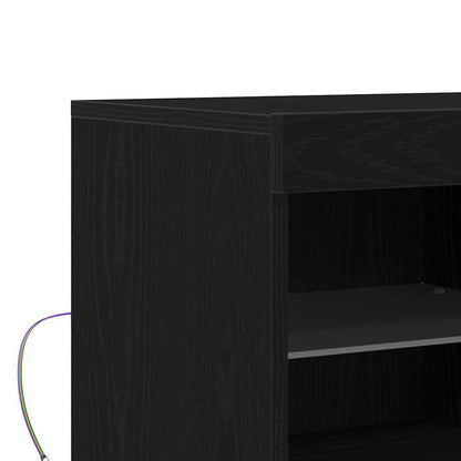 LED Sideboard Black 81 x 37 x 66.5 cm Engineered Wood