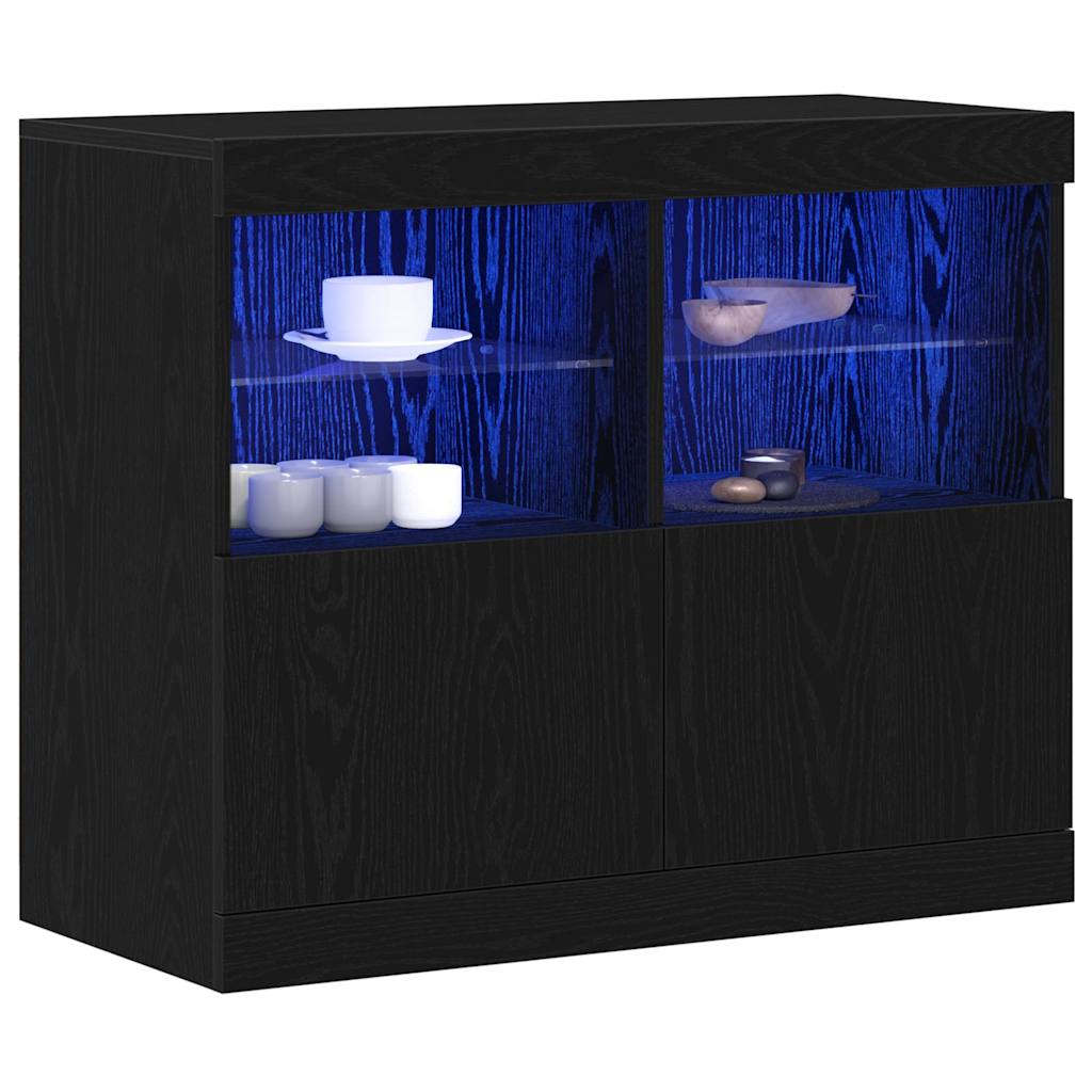 LED Sideboard Black 81 x 37 x 66.5 cm Engineered Wood