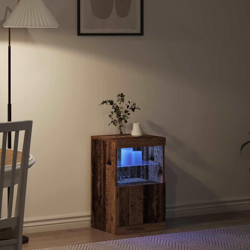 LED Sideboard Old Wood 41 x 37 x 67 cm Engineered Wood