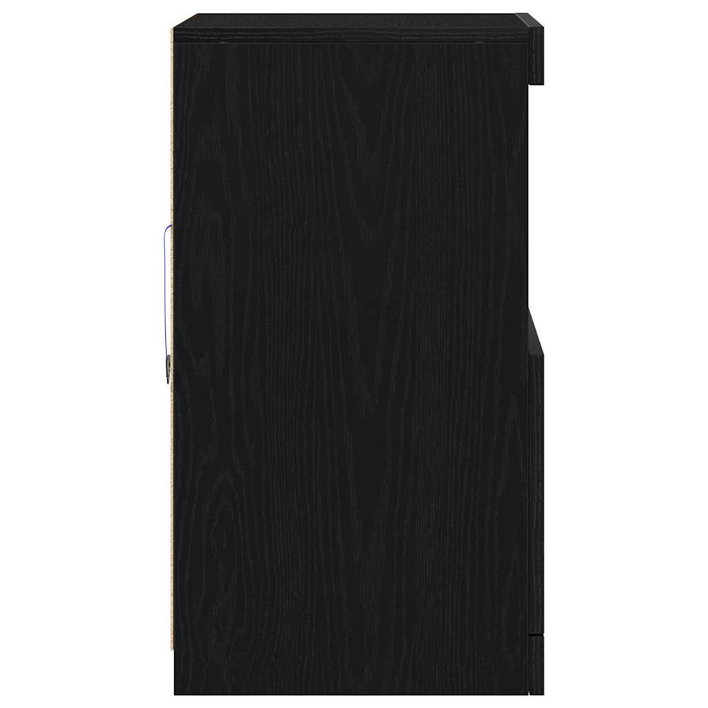LED Sideboard Black Oak 41 x 37 x 67 cm Engineered Wood