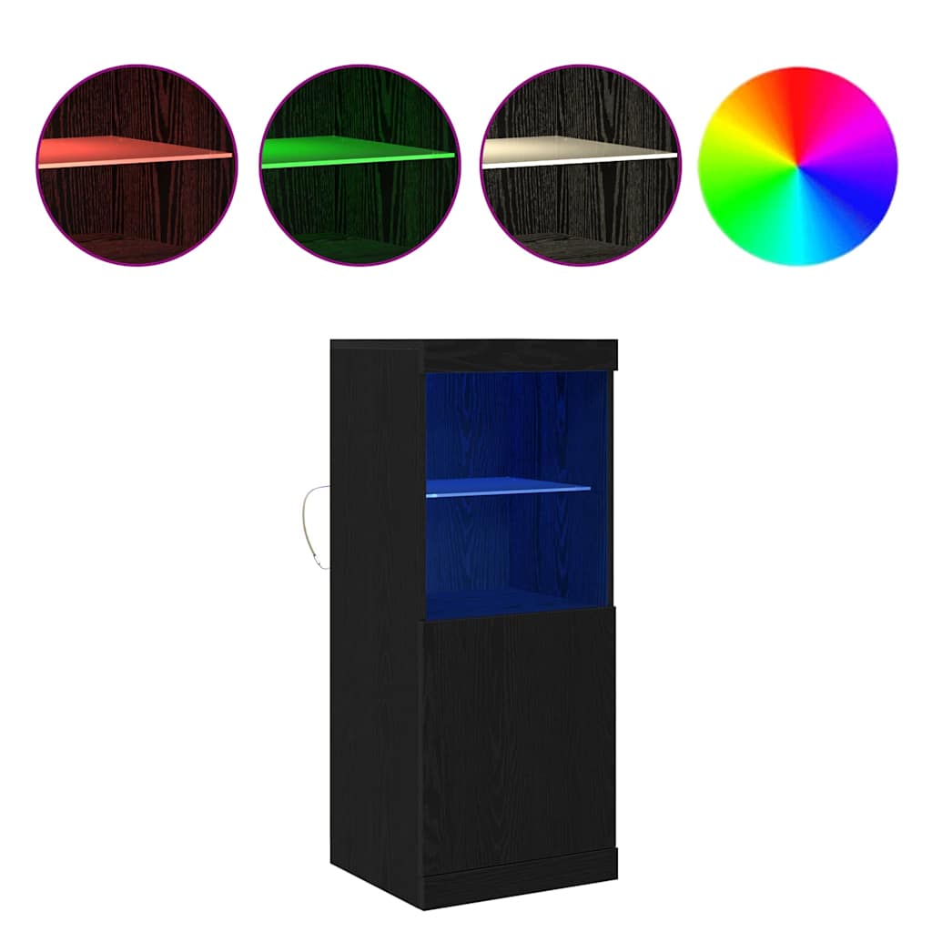 LED Sideboard Black Oak 41 x 37 x 100 cm Engineered Wood