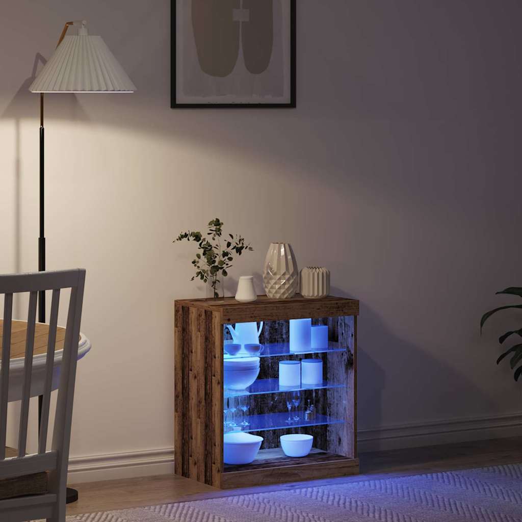 LED Sideboard Old Wood 60.5 x 37 x 67 cm Engineered Wood