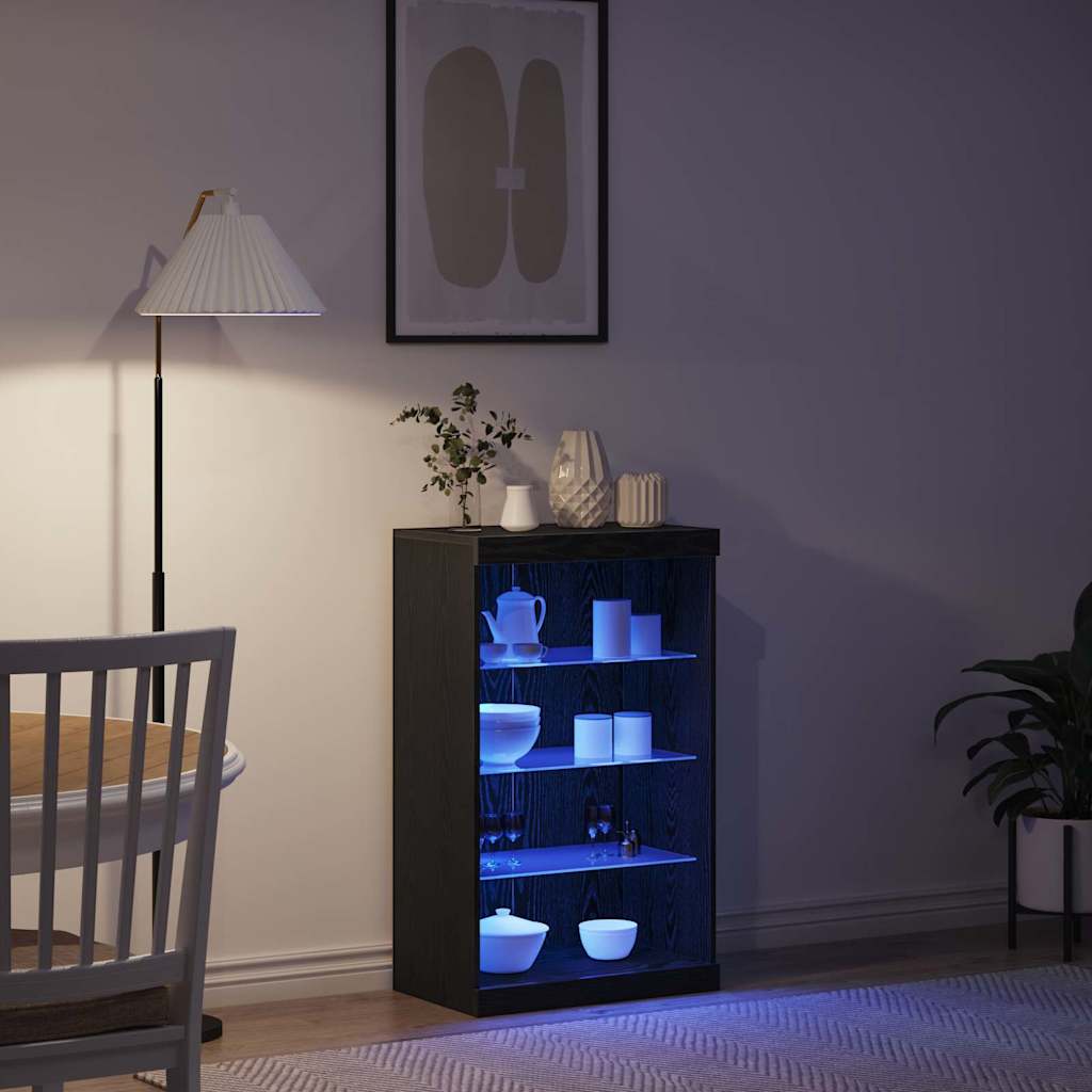 LED Sideboard Black Oak 60.5 x 37 x 100 cm Engineered Wood