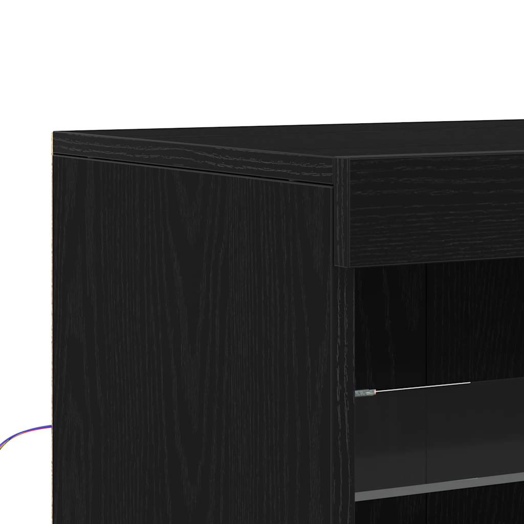 LED Sideboard Black Oak 81 x 37 x 100 cm Engineered Wood
