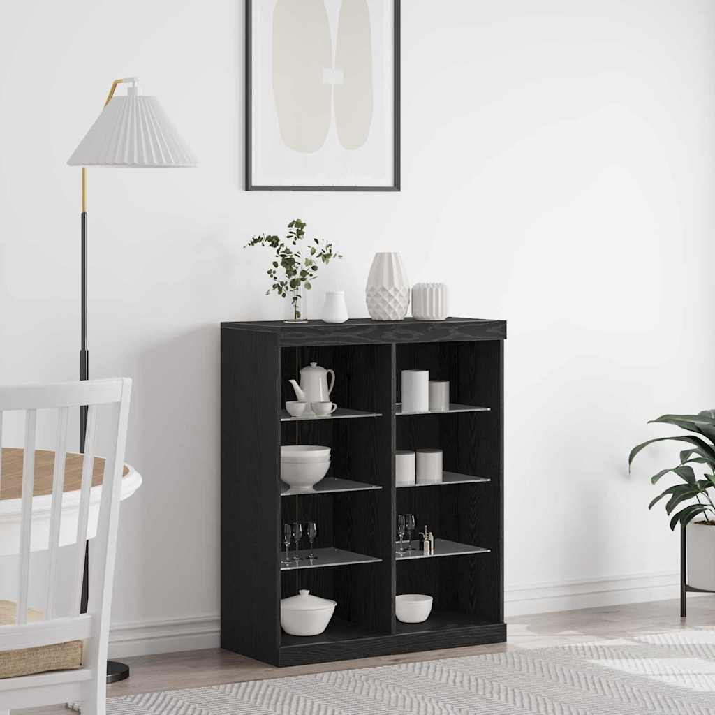 LED Sideboard Black Oak 81 x 37 x 100 cm Engineered Wood