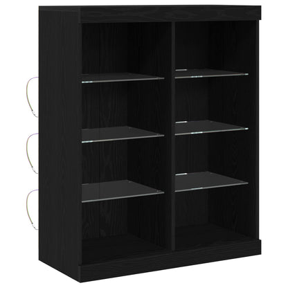 LED Sideboard Black Oak 81 x 37 x 100 cm Engineered Wood