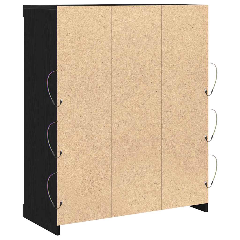 LED Sideboard Black Oak 81 x 37 x 100 cm Engineered Wood