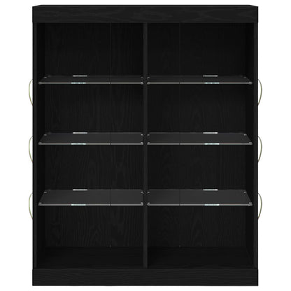LED Sideboard Black Oak 81 x 37 x 100 cm Engineered Wood