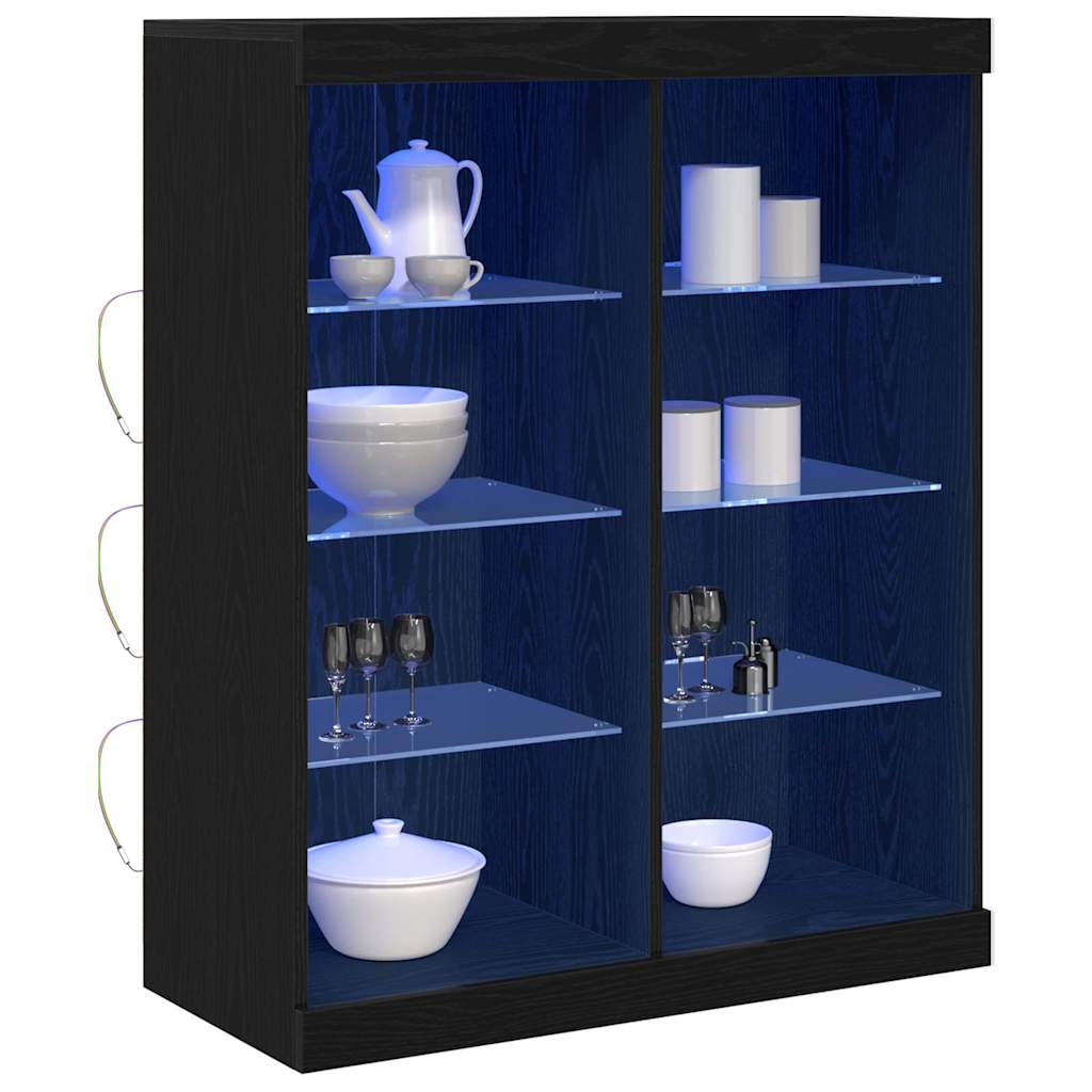 LED Sideboard Black Oak 81 x 37 x 100 cm Engineered Wood