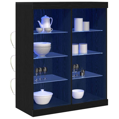 LED Sideboard Black Oak 81 x 37 x 100 cm Engineered Wood