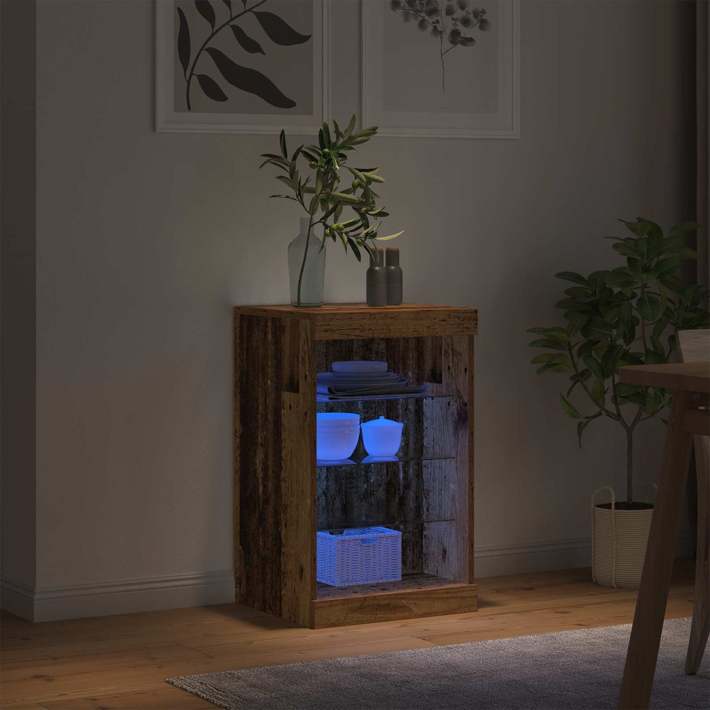 LED Sideboard Old Wood 41 x 37 x 67 cm Engineered Wood