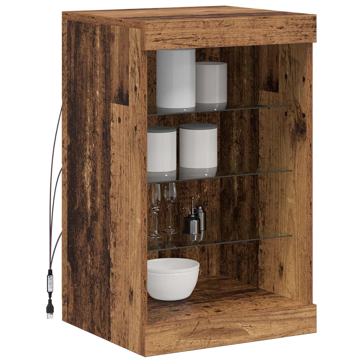 LED Sideboard Old Wood 41 x 37 x 67 cm Engineered Wood