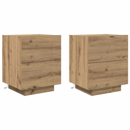 Bedside Cabinet with Drawer 2 pcs Artisan Oak 45 x 40 x 55 cm