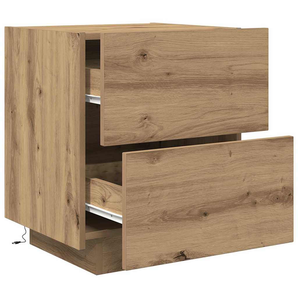 Bedside Cabinet with Drawer 2 pcs Artisan Oak 45 x 40 x 55 cm