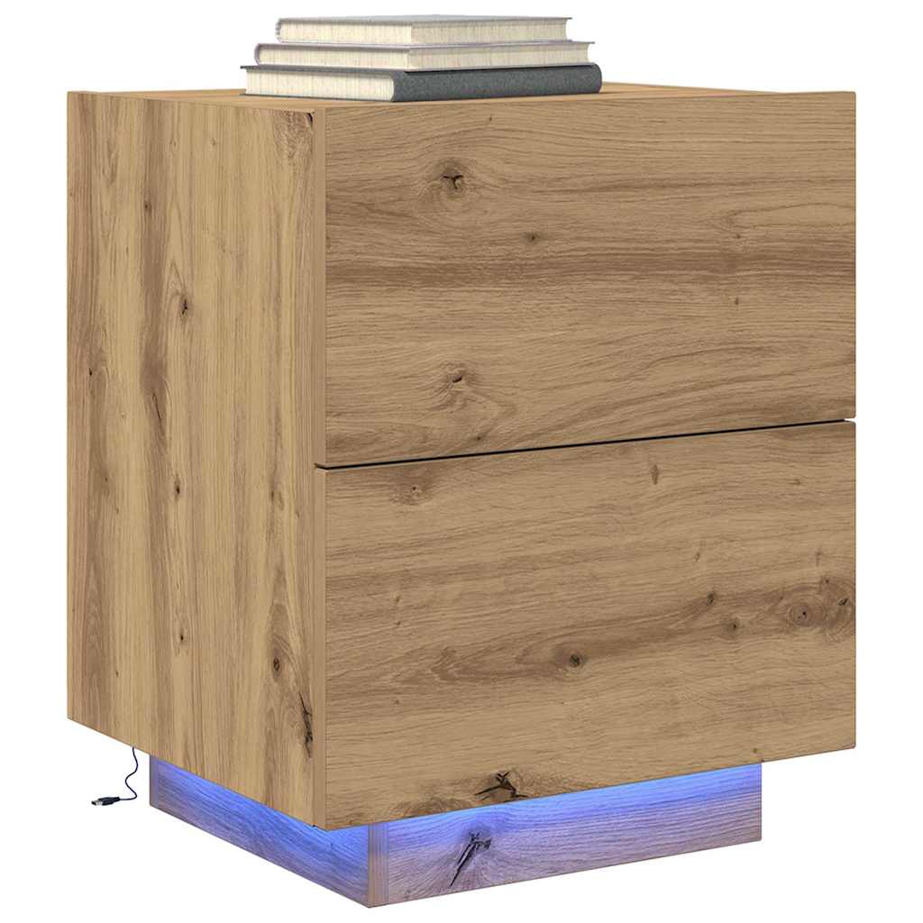 Bedside Cabinet with Drawer 2 pcs Artisan Oak 45 x 40 x 55 cm