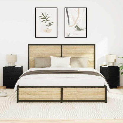 Bedside Cabinet 2 pcs Black Oak 45 x 40 x 55 cm Engineered Wood