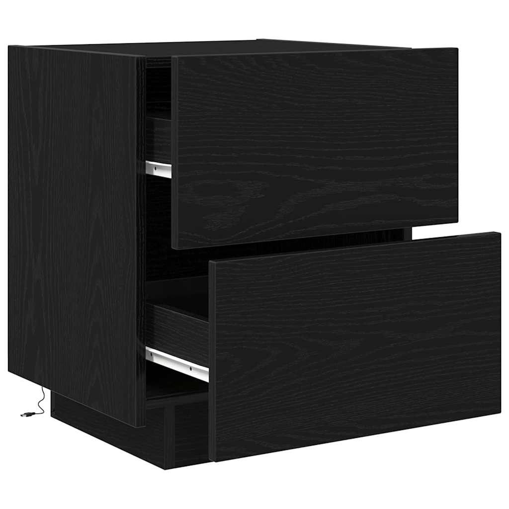 Bedside Cabinet 2 pcs Black Oak 45 x 40 x 55 cm Engineered Wood