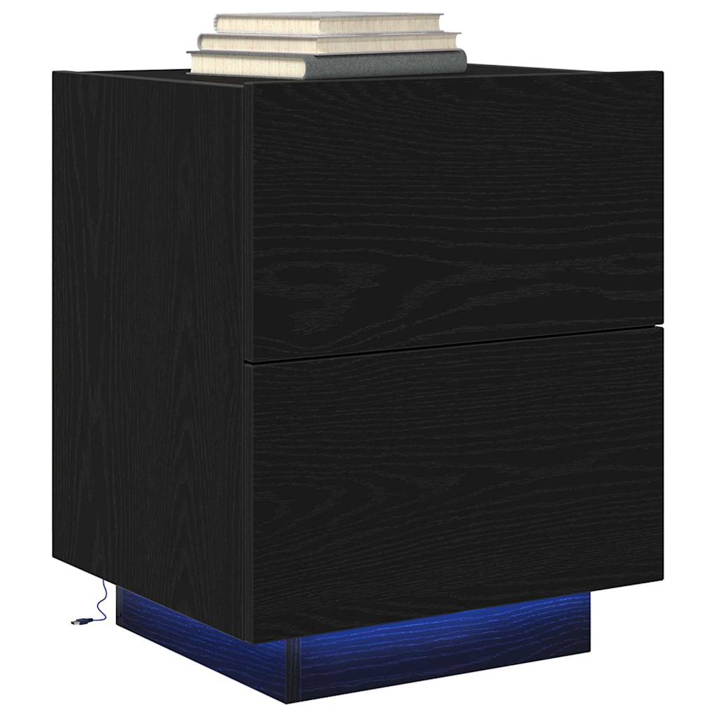 Bedside Cabinet 2 pcs Black Oak 45 x 40 x 55 cm Engineered Wood