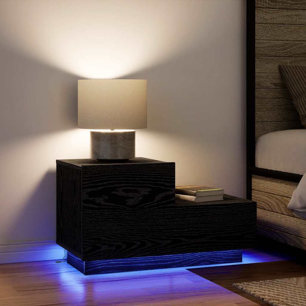 Bedside Cabinet Black Oak 70 x 36 x 40.5 cm Engineered Wood