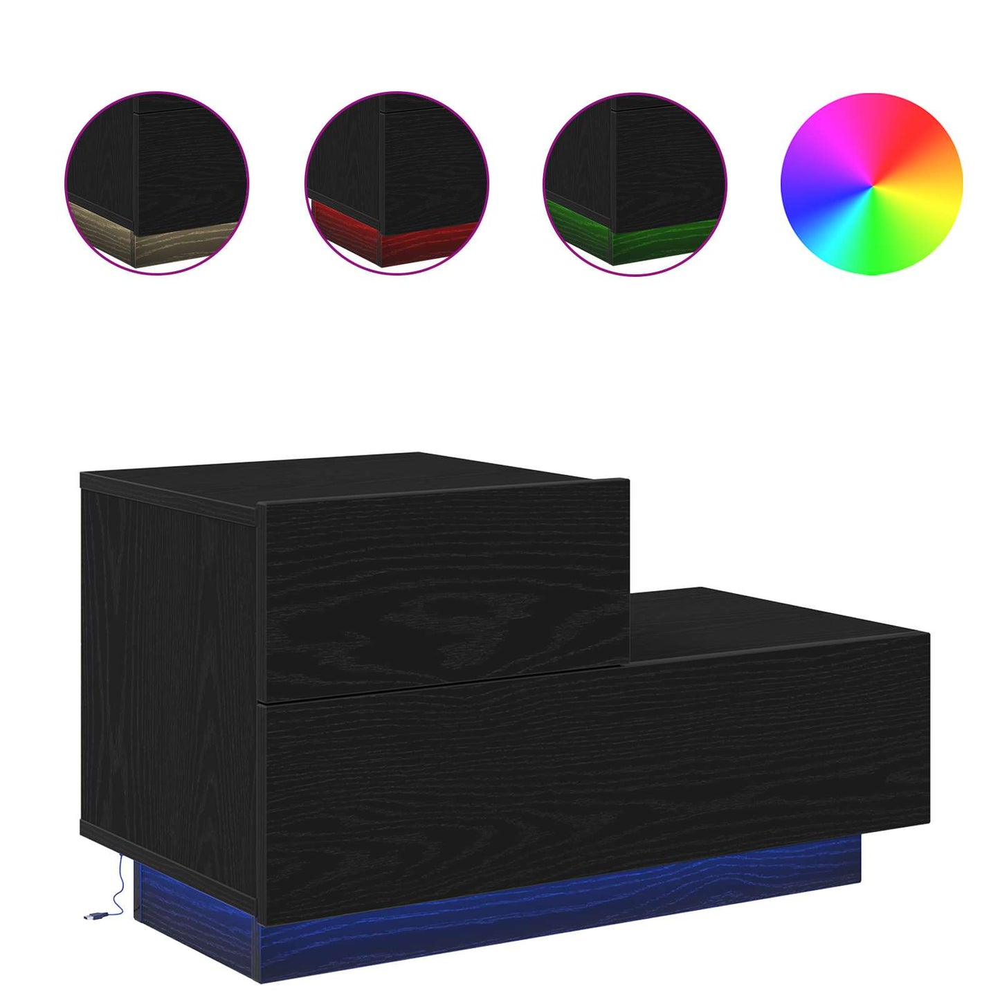 Bedside Cabinet Black Oak 70 x 36 x 40.5 cm Engineered Wood