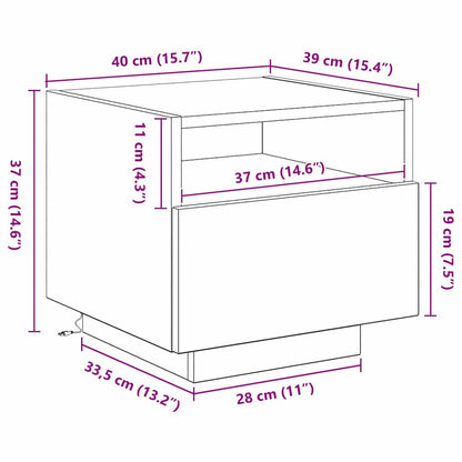 Bedside Cabinet Old Wood 40 x 39 x 37 cm Engineered Wood