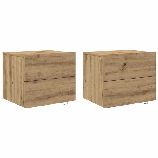 Bedside Cabinet with Drawer 2 pcs Artisan Oak 50 x 39 x 41 cm